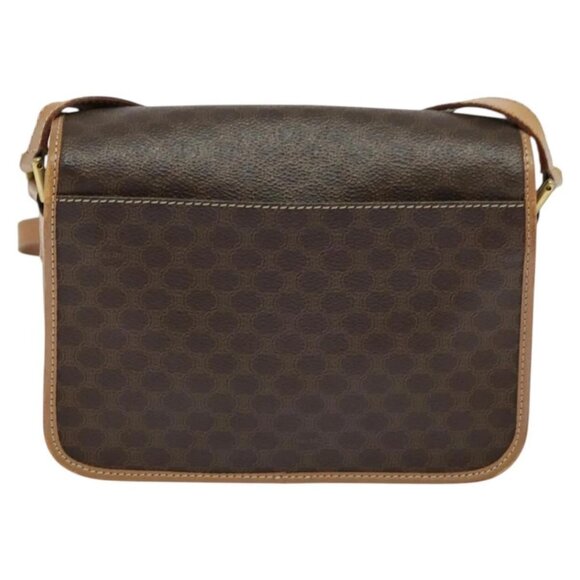 CELINE Macadam Canvas Circle Shoulder Bag PVC Leather Brown Gold - Picture 2 of 16